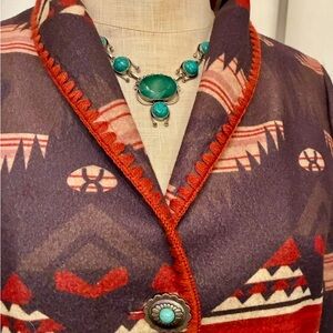 Necklace with turquoise and a large jade piece